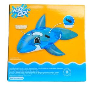 H2OGO! Bestway Whale Ride-On Inflatable Pool‎ Float Blue 62x37in 99lb Capacity